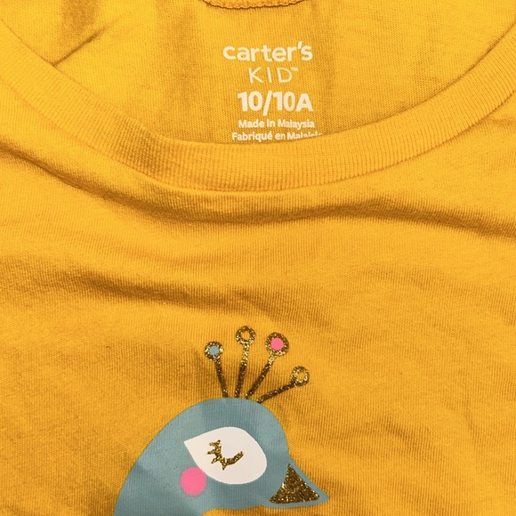 Girls - Yellow peacock Carters shirt - size 10 - Picture 3 of 3